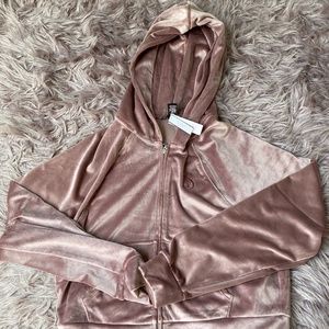 Rhinestone Velour full zip hoodie